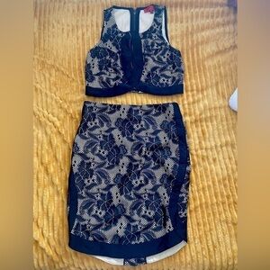Wow couture black flora lace two piece set​​​​​​​​​​​​